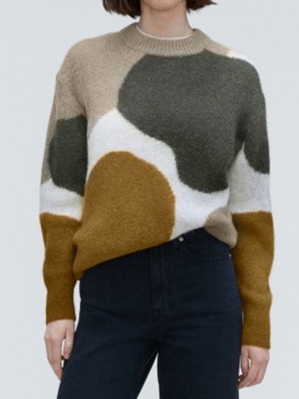 EVERLANE Alpaca Cocoon Crew Sweater Camo Size S